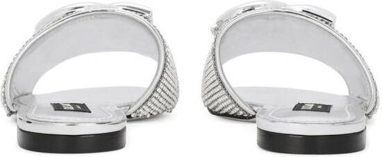 Dolce & Gabbana DG-logo crystal mesh sandals Silver