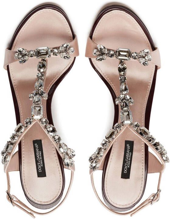 Dolce & Gabbana crystal-embellished Kiera T-strap sandals Pink