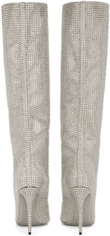 Dolce & Gabbana KIM DOLCE&GABBANA rhinestone-embellished satin boots Silver