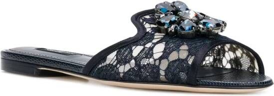 Dolce & Gabbana Rainbow Lace brooch-detail sandals Blue