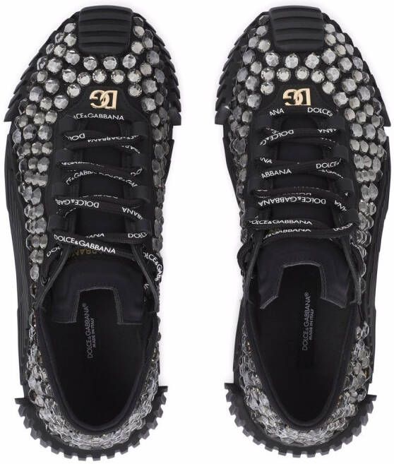 Dolce & Gabbana crystal-embellished lace-up sneakers Black