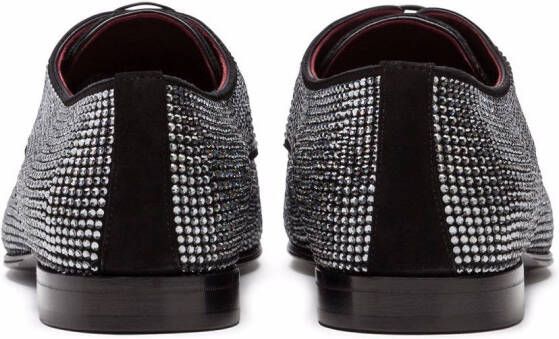Dolce & Gabbana rhinestone-embellished suede derby shoes Black