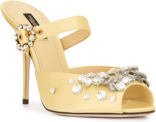 Dolce & Gabbana crystal-embellished metallic pumps Yellow