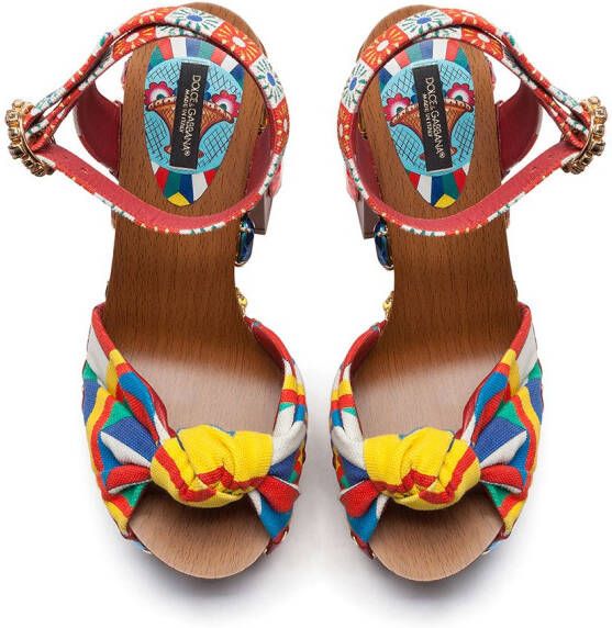 Dolce & Gabbana crystal-embellished platform sandals Yellow
