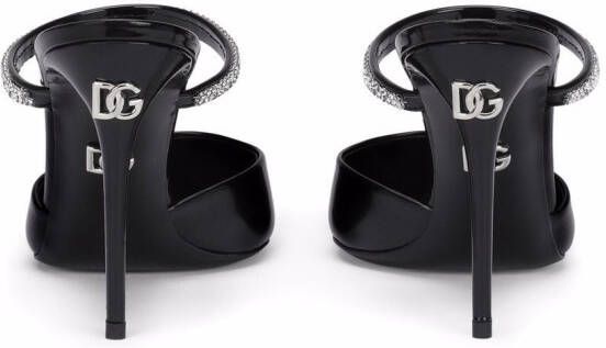 Dolce & Gabbana 90mm embellished patent leather mules Black