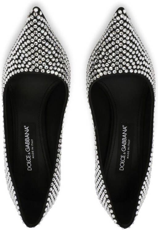 Dolce & Gabbana 105mm rhinestone-embellished satin pumps Black