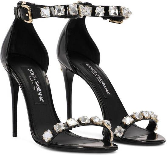 Dolce & Gabbana 105mm rhinestone-embellished leather sandals Black