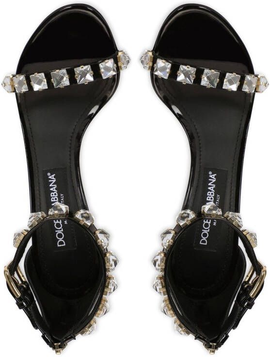 Dolce & Gabbana 105mm rhinestone-embellished leather sandals Black
