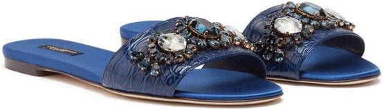Dolce & Gabbana bejewelled leather sandals Blue