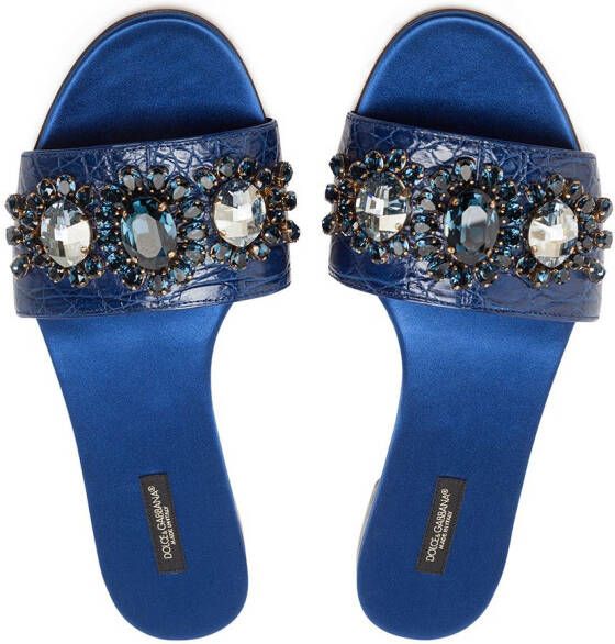 Dolce & Gabbana bejewelled leather sandals Blue