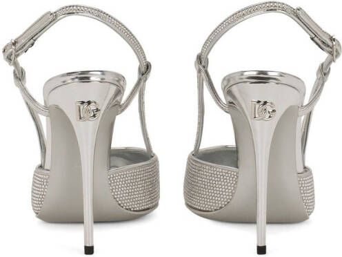 Dolce & Gabbana KIM DOLCE&GABBANA embellished satin slingback pumps Silver