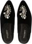 Dolce & Gabbana brooch-detail velvet slippers Black - Thumbnail 4