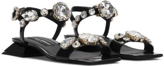 Dolce & Gabbana crystal-embellished square-toe sandals Black
