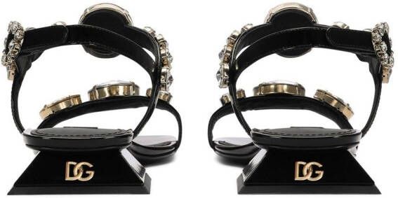 Dolce & Gabbana crystal-embellished square-toe sandals Black