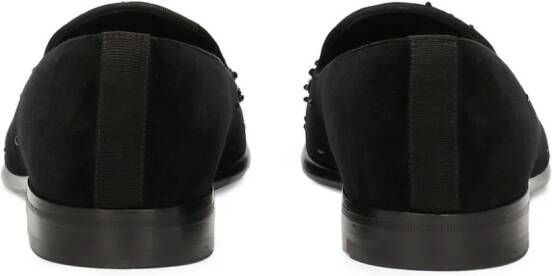 Dolce & Gabbana crystal-embellished velvet slippers Black