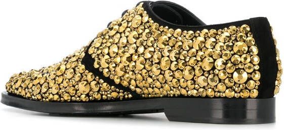 Dolce & Gabbana embroidered suede derby shoes Gold