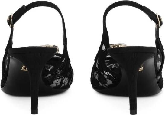 Dolce & Gabbana crystal lace slingback pumps Black