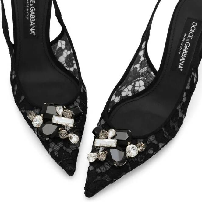 Dolce & Gabbana crystal lace slingback pumps Black