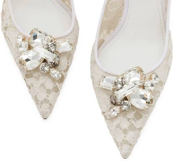 Dolce & Gabbana crystal lace slingback pumps Neutrals