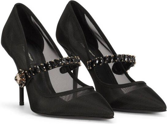 Dolce & Gabbana crystal-strap mesh pumps Black