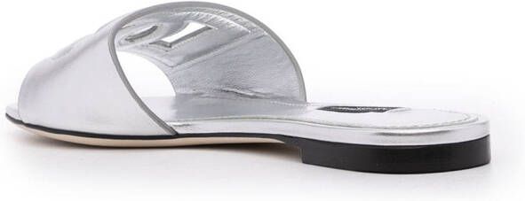 Dolce & Gabbana DG Millenials metallic leather sandals Silver