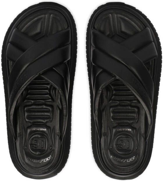 Dolce & Gabbana crossover-strap flat sandals Black