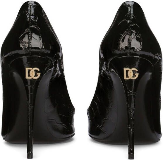 Dolce & Gabbana Décolleté 105mm crocodile-embossed pumps Black