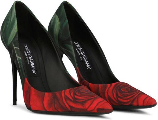 Dolce & Gabbana Décolleté 105mm rose-print pumps Black