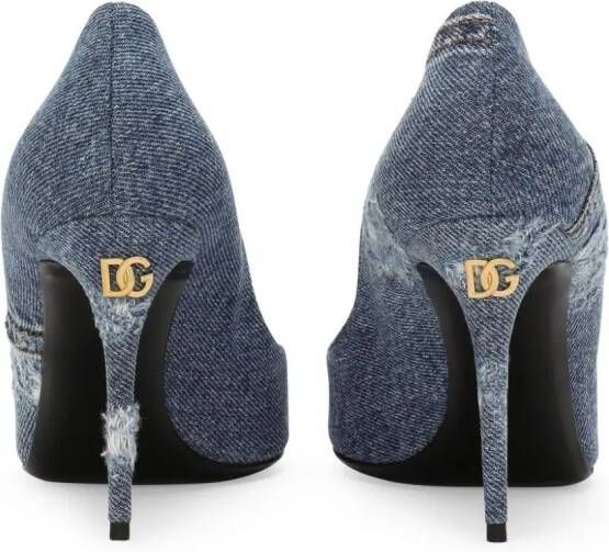 Dolce & Gabbana denim-patchwork leather pumps Blue