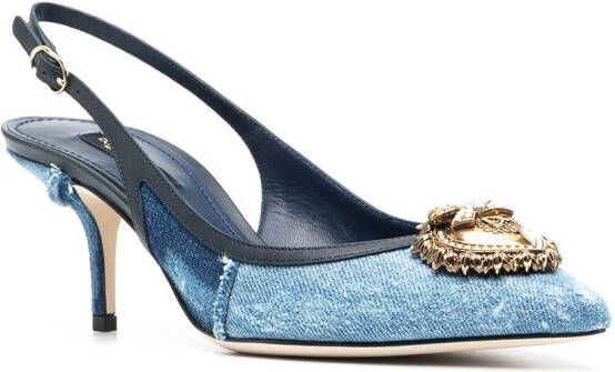 Dolce & Gabbana Devotion 70mm denim slingback pumps Blue