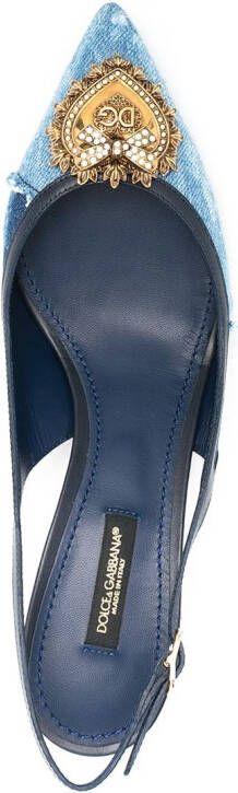 Dolce & Gabbana Devotion 70mm denim slingback pumps Blue