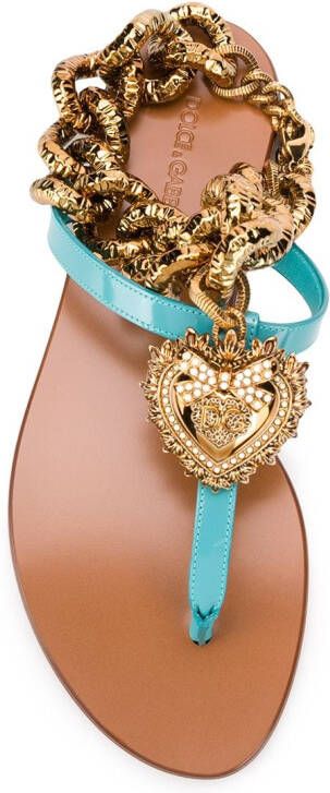 Dolce & Gabbana Devotion calf leather sandals Blue