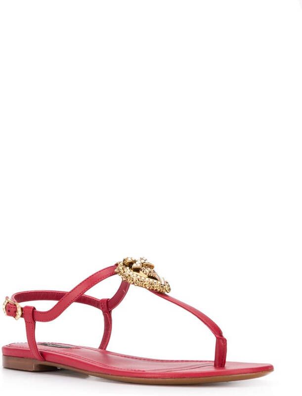 Dolce & Gabbana Devotion leather thong sandals Red