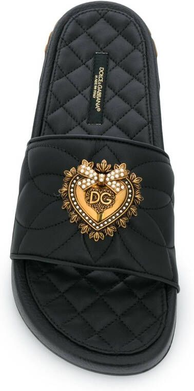 Dolce & Gabbana Devotion quilted slides Black