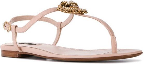 Dolce & Gabbana Devotion leather thong sandals Pink