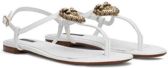 Dolce & Gabbana Devotion leather thong sandals White