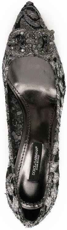 Dolce & Gabbana DG Amore logo lace pumps Black