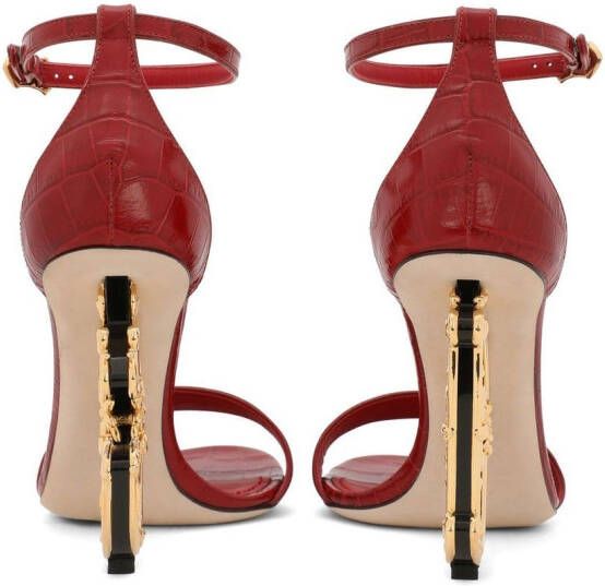 Dolce & Gabbana Baroque DG 105mm leather sandals Red