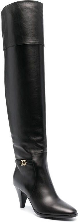Dolce & Gabbana DG buckle knee-length boots Black