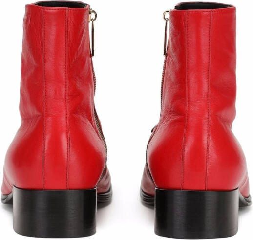 Dolce & Gabbana DG-buckle leather ankle boots Red