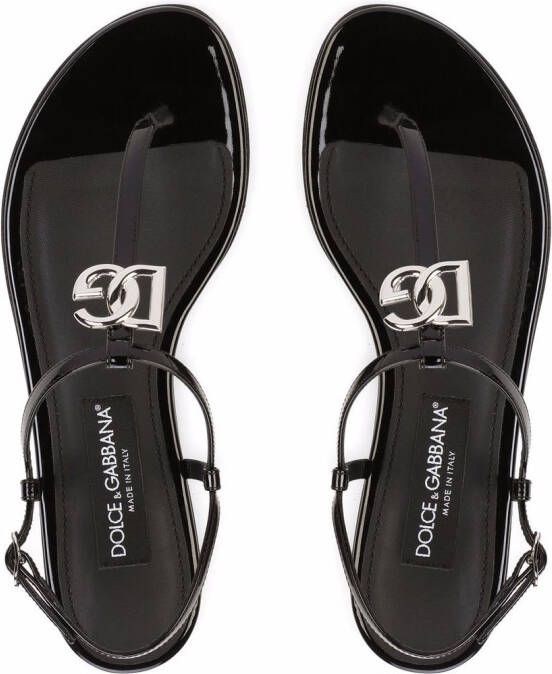 Dolce & Gabbana DG flat leather sandals Black