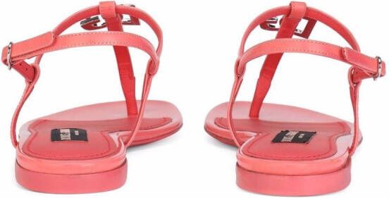 Dolce & Gabbana DG flat leather sandals Pink