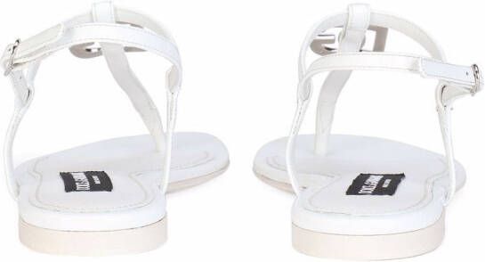 Dolce & Gabbana DG flat leather sandals White