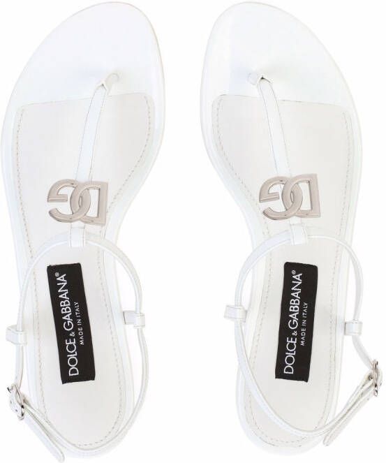 Dolce & Gabbana DG flat leather sandals White
