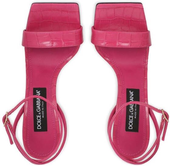 Dolce & Gabbana 3.5 105mm crocodile-embossed leather sandals Pink