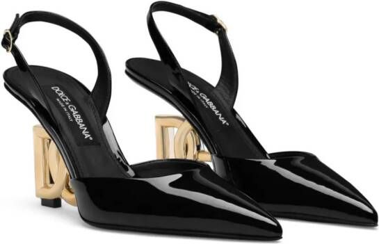 Dolce & Gabbana DG-heel leather slingback pumps Black