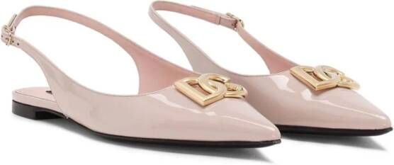 Dolce & Gabbana DG leather slingback ballerina shoes Pink