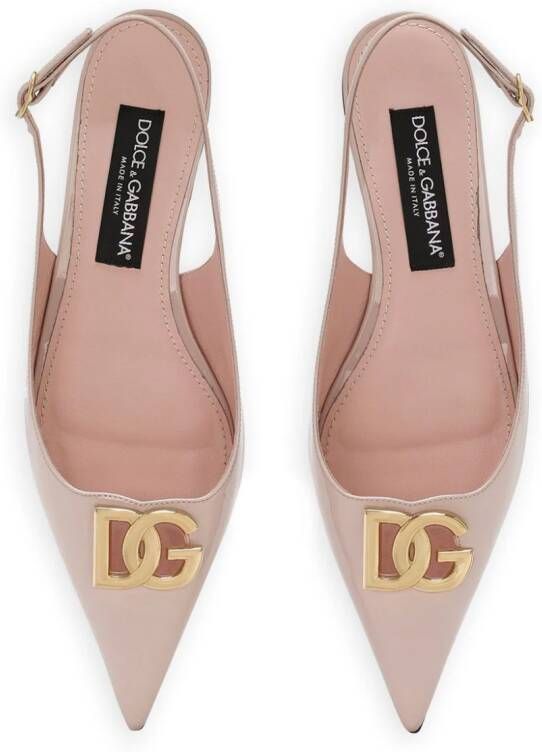 Dolce & Gabbana DG leather slingback ballerina shoes Pink