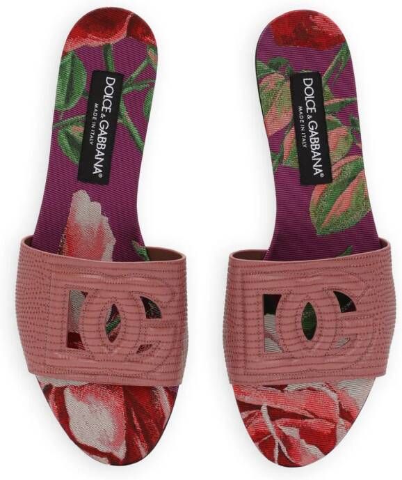 Dolce & Gabbana DG lizard-effect leather slides Pink