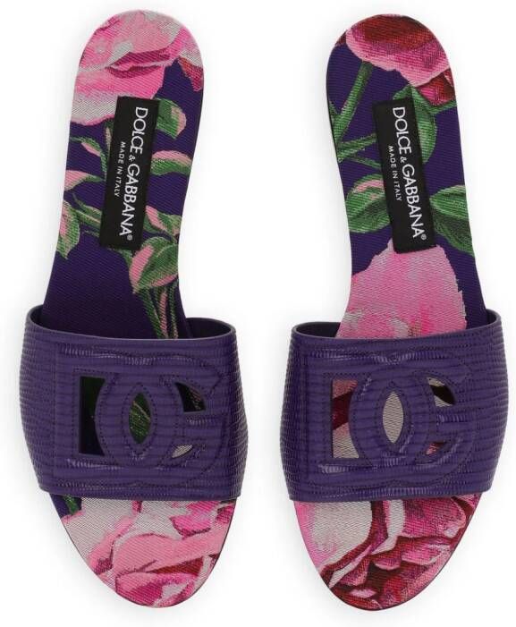 Dolce & Gabbana DG lizard-effect leather slides Purple